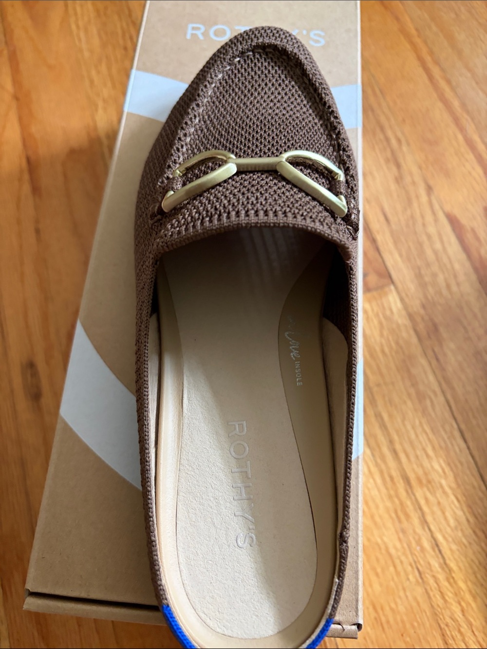 Final sale-nwt women’s Rothy's Brown Knit  Slip-On Loafer Mule with Metal Bit - Picture 4 of 4
